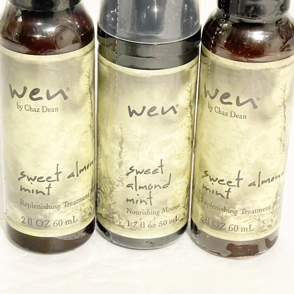 Wen Sweet Almond Mint Nourishing Mousse Replenishing Treatment Bundle 2oz NEW‎